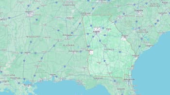 Google Maps static image with outline of the state of Georgia.